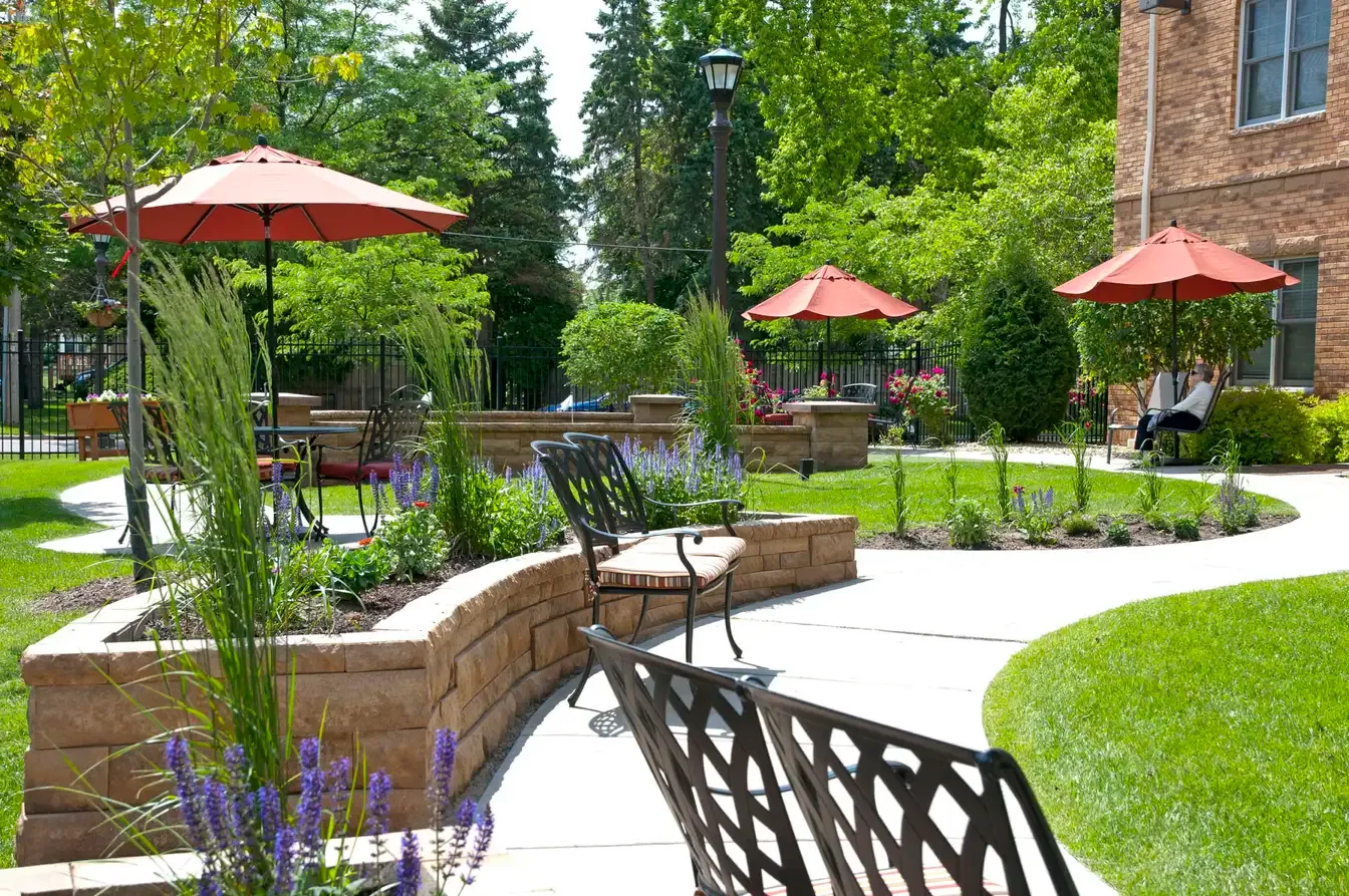 The garden and outdoor seating at The Alton